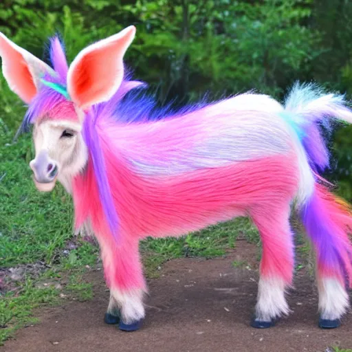 Image similar to donkey fairy hybrid. bright colors, smooth gradients