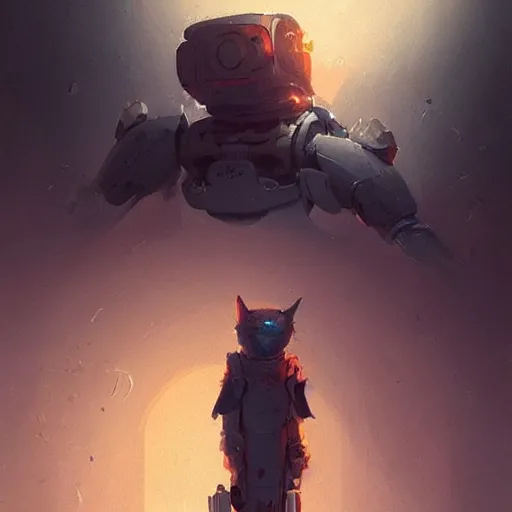 Image similar to 🤖🐈 ,Greg rutkowski, Trending artstation, cinematográfica, digital Art