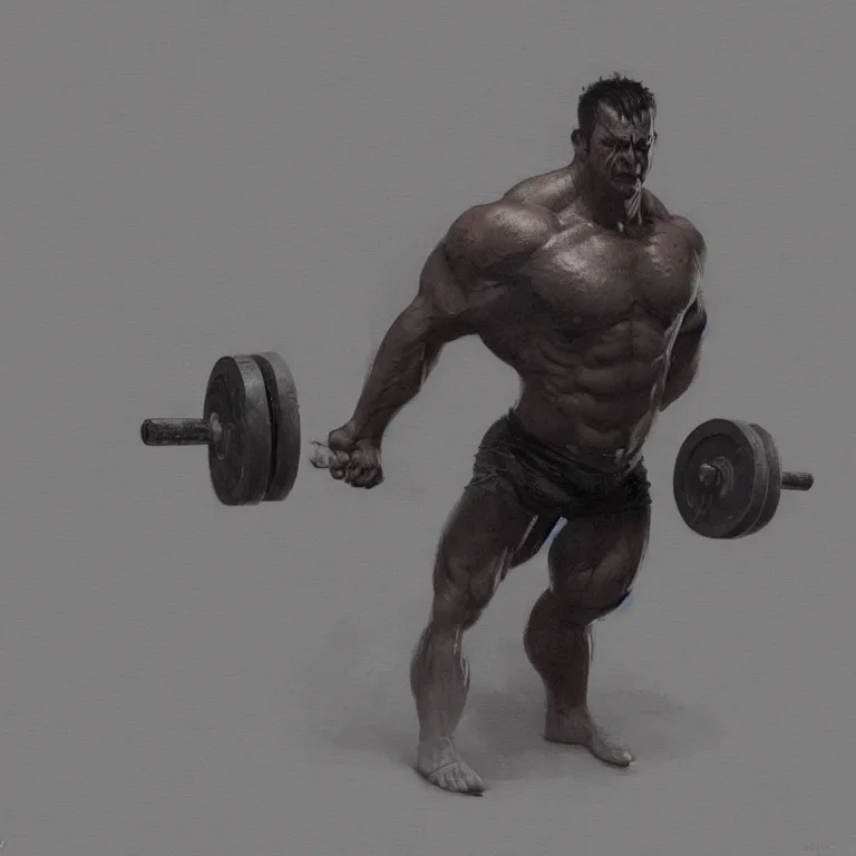 Prompt: weight lifter, 3 d render, dark art greg rutkowski