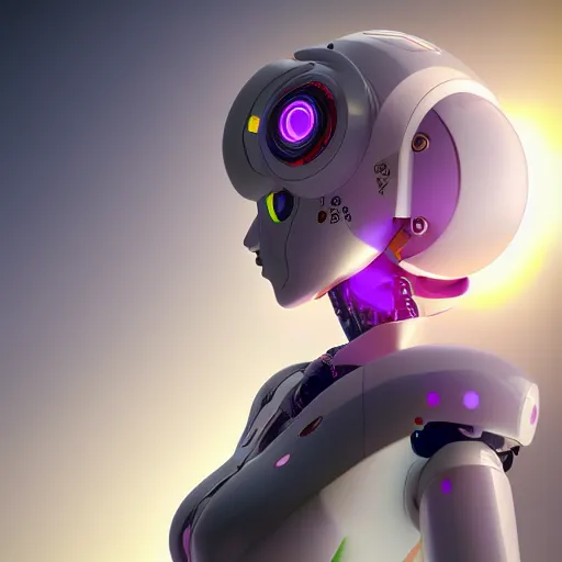 Prompt: Robot girl Character Yukari Yuzuki Eclipse made by Kuroyu , digital art , 3D , rendered with raytracing