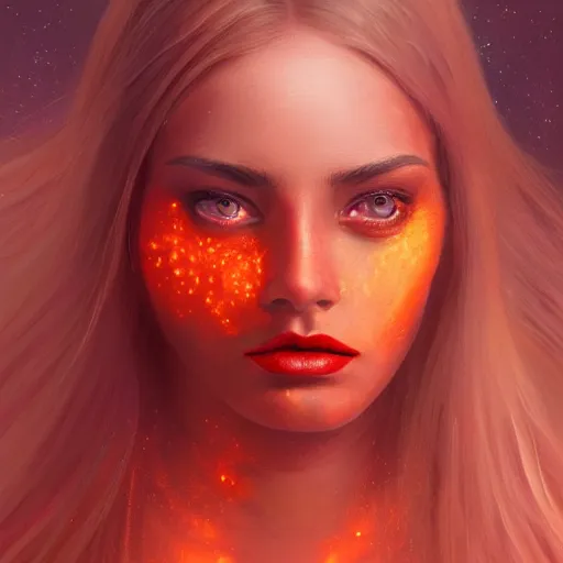 Prompt: epic portrait an beautiful mars goddess, glossy skin, red lips, pretty face, flowing orange long hair, glowing orange eyes, mars landscapes, sun in the backround, digital painting, artstation, concept art, soft light, hdri, smooth, sharp focus, illustration, fantasy, intricate, elegant, highly detailed, D&D, matte painting, in the style of Greg Rutkowski and Alphonse Mucha and artemisia, 8k, highly detailed, jurgens, rutkowski, bouguereau, pastoral, rustic, georgic