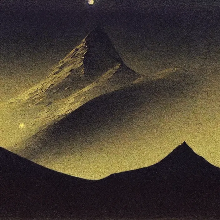 Prompt: mt elbrus at night, arkhip kuindzhi, thus spoke zarathustra