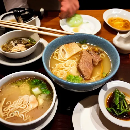 Prompt: Japanese Ramen, miso Ramen, delicate broth, Shibuya restaurant, Delicious