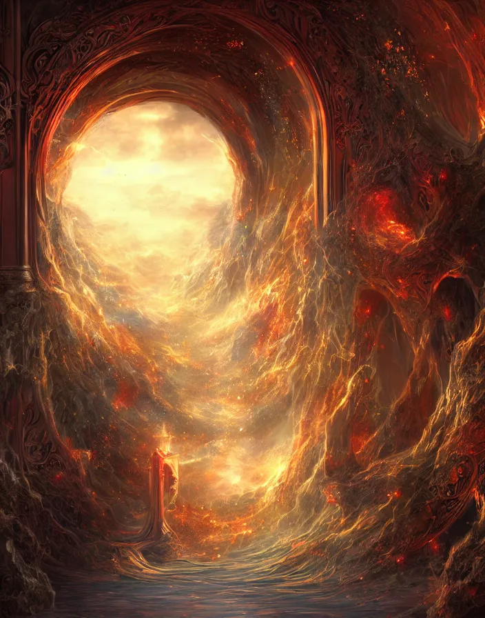 Image similar to the gate to the eternal kingdom of serendipity, fantasy, digital art, hd, detailed.