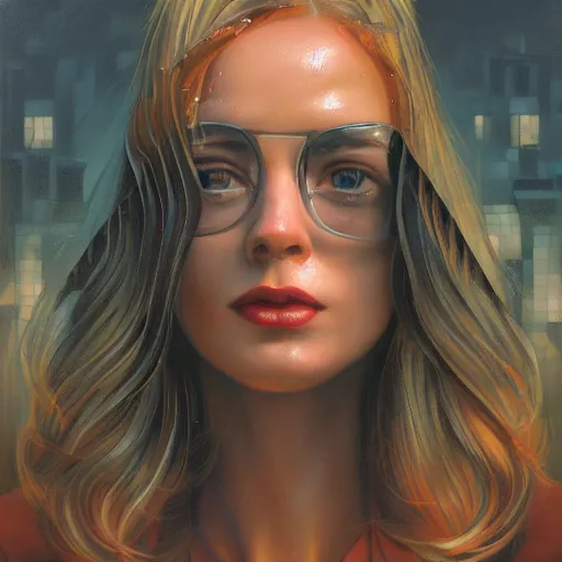 Prompt: detailed face of a woman, clockwork, moment, tectonic sky, skydome, bullet train, turbines, utopian, tech noir, wet reflections, prism, atmospheric, ambient, pj crook, syd mead, livia prima, artgerm, greg rutkowski, nick alm, casey baugh, tousled bangs, 8 k, hdr