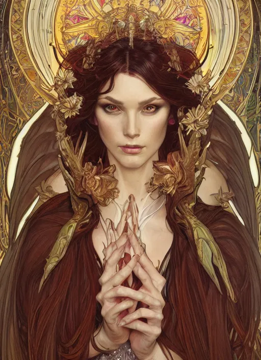 Image similar to Angel demon as a beautiful woman, fantasy, intricate, elegant, highly detailed, centered, digital painting, artstation, concept art, smooth, sharp focus, illustration, art by artgerm and donato giancola and alphonse mucha