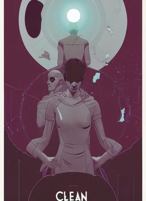 Image similar to poster artwork by Michael Whelan and Tomer Hanuka, of Delos Incorporated, clean