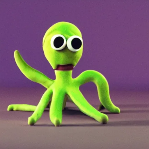 Image similar to an octopus claymation in the style of aardman, slightly wiggly