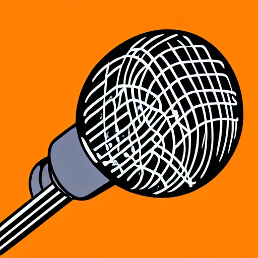 Image similar to iconic vector logo illustration of a microphone line art, bold