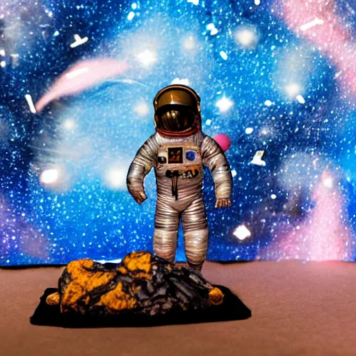 Image similar to a space admiral towing an asteroid, space backdrop, everything made of papier - mache canon 5 d 5 0 mm lens, diorama,