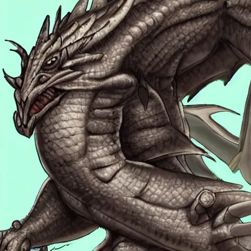 Prompt: a dragon with a big beefy arm coming out of the back of his neck