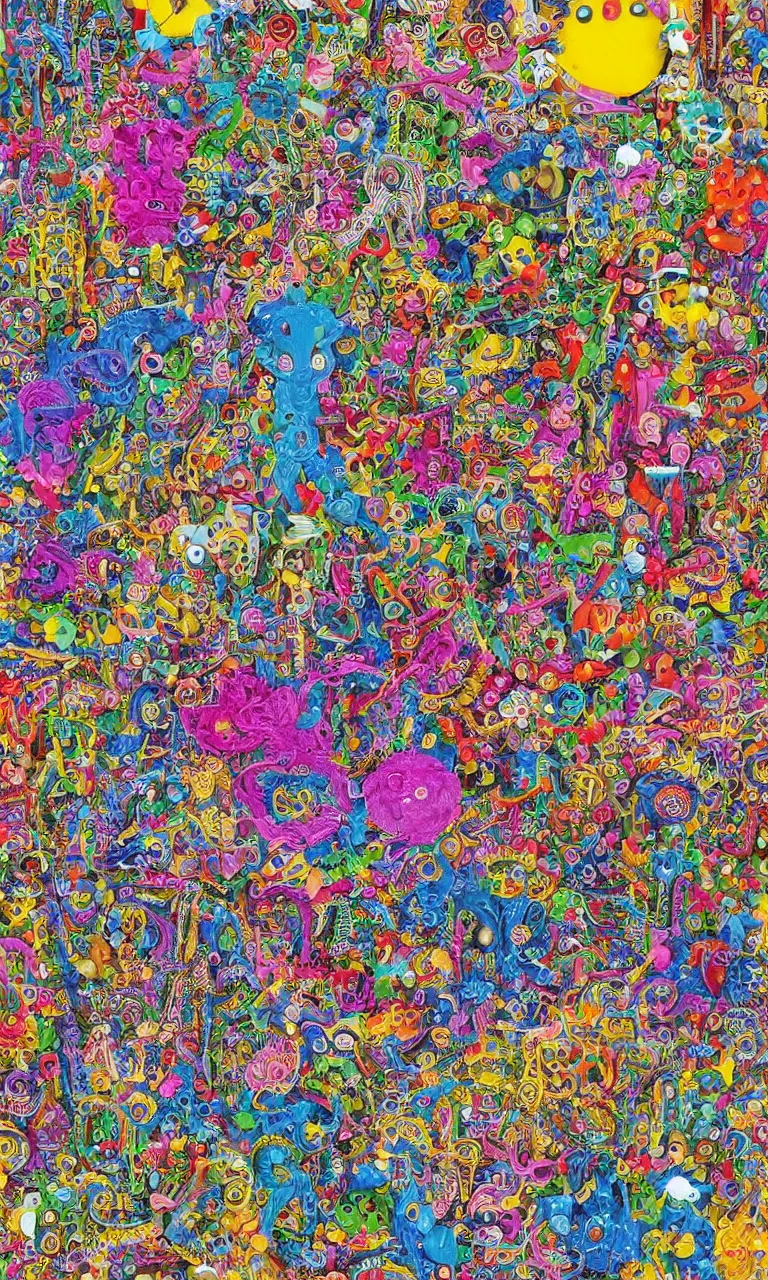 Prompt: an incredibly detailed masterpiece made out of pipecleaners of a I SPY puzzle by bosch and lisa frank, ornate, beautiful, bold colors, detailed, high resolution, wow!, intricate