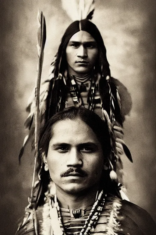 Image similar to Photo of Native American indian man Alexander Lukashenko, portrait, skilled warrior of the Apache, ancient, realistic, detailed, Emma Watson