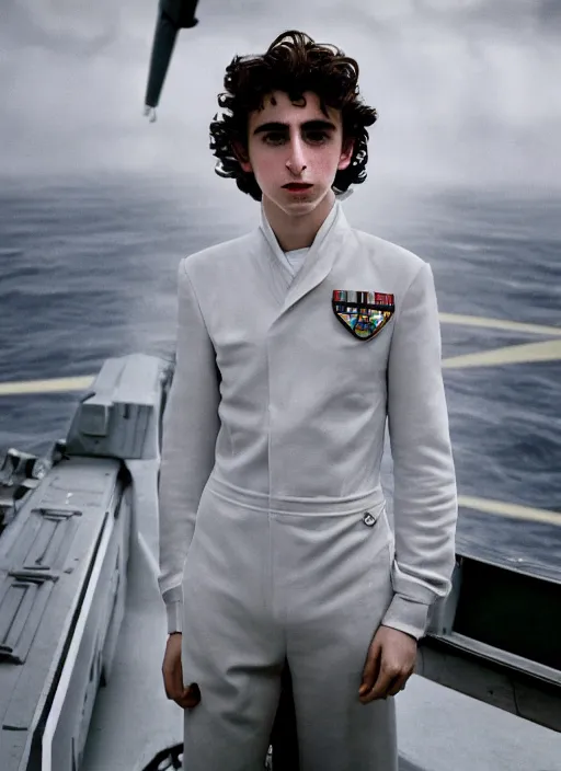 Prompt: a highly detailed cinematic portrait color photograph of timothee chalamet on the bridge of the uss enterprise, ultra realistic, depth, beautiful lighting, by richard avedon and annie leibovitz and arnold newman, photorealistic, hyperrealistic, octane, epic composition, hasselblad camera, 5 0 mm, sharp focus, perfect facial symmetry
