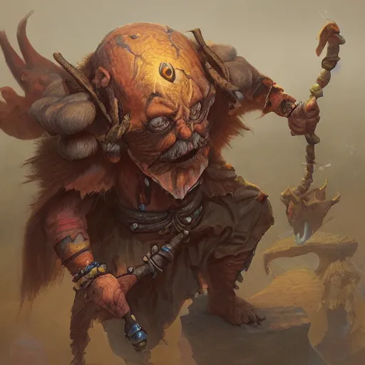 Prompt: a detailed matte painting of a goblin shaman, by justin gerard and jesper ejsing, digital art, realistic painting, dnd, character design, trending on artstation