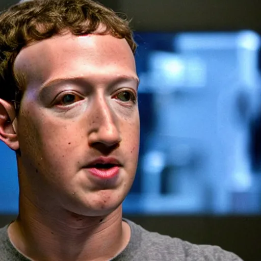 Image similar to mark zuckerberg awakening from his alien cryogenic chamber with slimy feeding tubes attached. inside a room with futuristic touchscreen medical equipment. Surrounded by skinny translucent aliens. Photograph from science fiction movie.