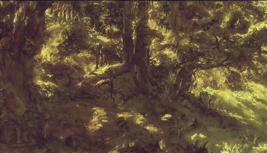 Image similar to disney illustrated background by, ghibli, eugene von guerard, ivan shishkin, john singer sargent