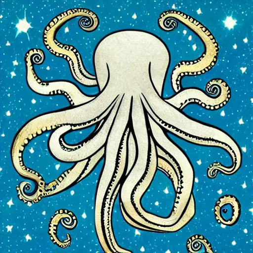 Prompt: astral octopus with galaxies inside the arms