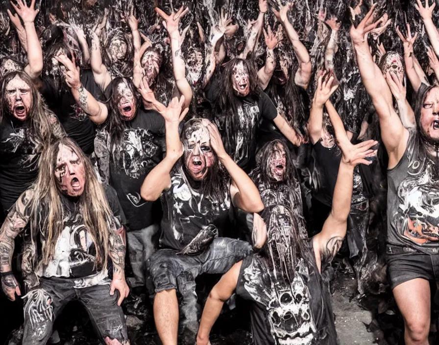 Prompt: photo of heavy metal listener having their face melted off by heavy metal music