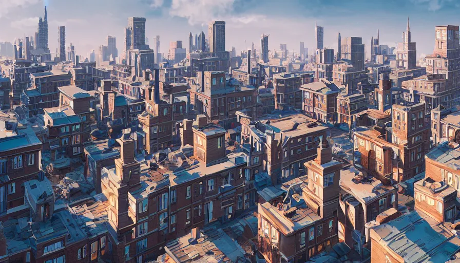 Image similar to midwest town, sunny day, buildings, hyperdetailed, artstation, cgsociety, 8 k