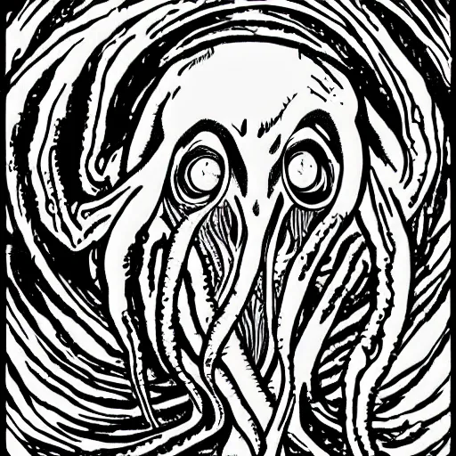 Prompt: cthulhu in the style of junji ito