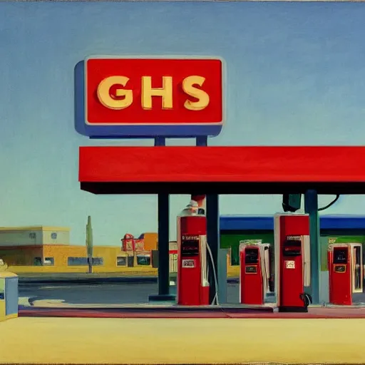 Image similar to American Gas Station by Edward Hopper