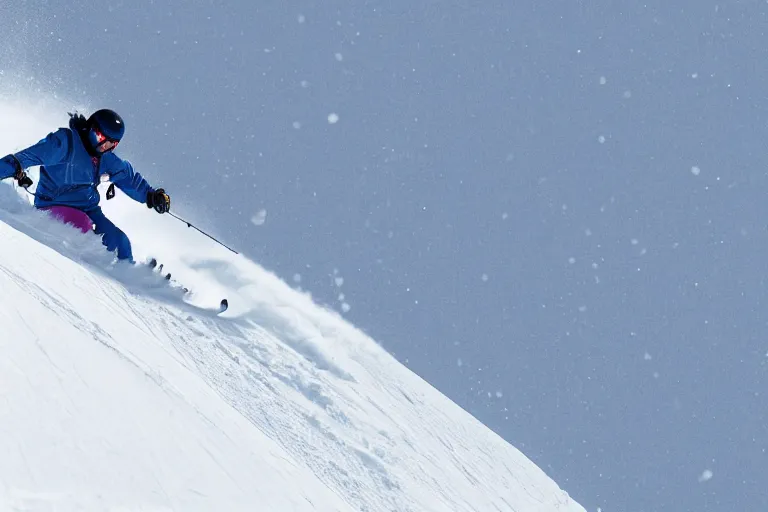 Prompt: A skier skiing down a snowy pyramid, dynamic sport shot, award winning photo