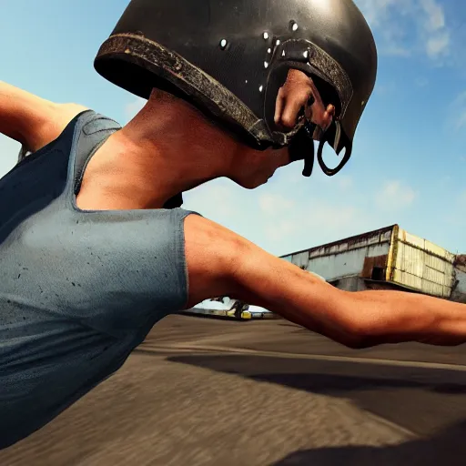 Prompt: tony hawk, in pubg