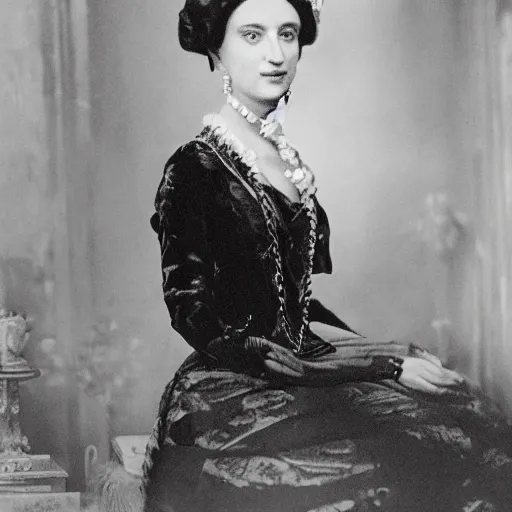 Prompt: lady dimitrescu in real life, photograph,