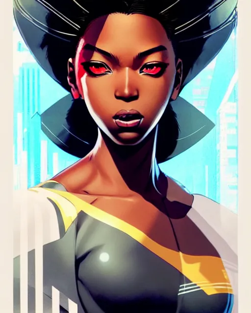 Prompt: black super hero girl | very very anime!!!, fine - face, beyonce, realistic shaded perfect face, fine details. anime. realistic shaded lighting poster by ilya kuvshinov katsuhiro otomo ghost - in - the - shell, magali villeneuve, artgerm, jeremy lipkin and michael garmash and rob rey