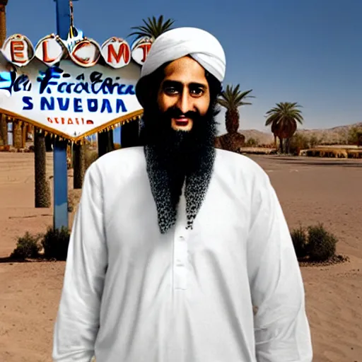 Image similar to Osama Bin Laden having the time of his life in Las Vegas