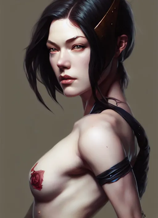 Image similar to stoya, portrait, art by artgerm and greg rutkowski and magali villeneuve, d & d, fantasy, highly detailed, portrait, digital painting, trending on artstation, concept art, sharp focus, illustration