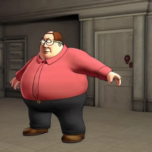 Image similar to screenshot of a 3 d model of peter griffin in resident evil for the ps 1