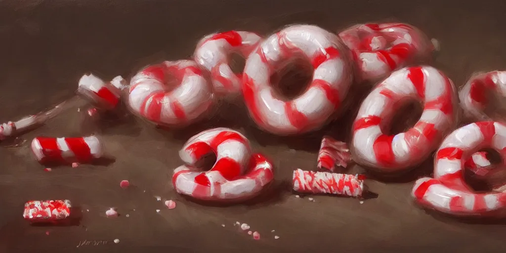 Image similar to peppermint candy, cinematic shot, oil painting by jama jurabaev, extremely detailed, brush hard, artstation, for aaa game, high quality, brush stroke