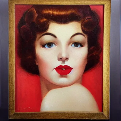 Image similar to A beautiful stunning portrait of a woman with thick red lips, she winks at the camera by Armstrong, Rolf Seed=1064516654