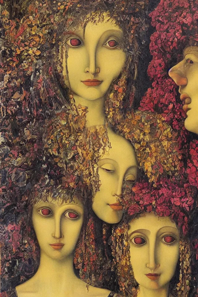 Image similar to closeup floral portrait of man and woman by wojciech siudmak and ernst fuchs, oil on canvas