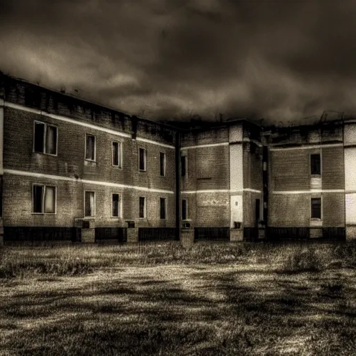 Prompt: An abandoned hospital at night, horror elements, dark ambiance, film grain, 4k.