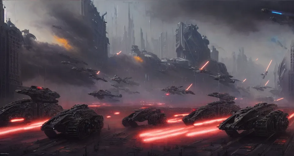 Image similar to hyper realistic sci - fi matte concept art painting of epic cinematic battle between mechwarriors fighting in a city, guns, missiles, explosions, beautiful details, strong composition painted by kim jung guweta studio rutkowski, james gurney and greg rutkowski, and lucasfilm, smooth, intricate, detailed, sharp focus, cinematic