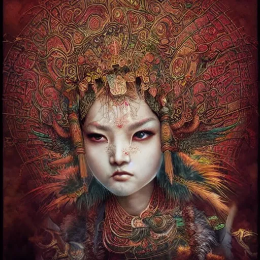 Image similar to Apsaras warrior ,traditional Chinese textures, hyper detailed, by Brook Shaden