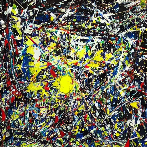 Prompt: chrome blob 3 d in art studio by jackson pollock photo