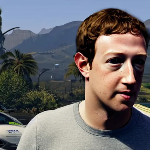 Prompt: mark zuckerberg as a gta 5 splash screen