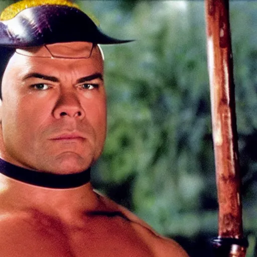 Image similar to a film still of Kurt angle as samurai