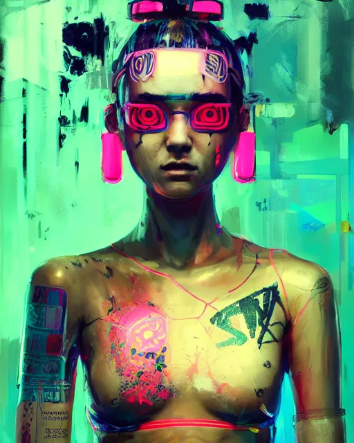Image similar to detailed portrait Neon boxer Girl, cyberpunk futuristic neon, reflective crop top and shorts, boxing gloves, decorated with traditional Japanese ornaments by Ismail inceoglu dragan bibin hans thoma greg rutkowski Alexandros Pyromallis Nekro Rene Maritte Illustrated, Perfect face, fine details, realistic shaded, fine-face, pretty face
