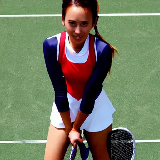Prompt: yuuki asuna in tennis uniform, wlop