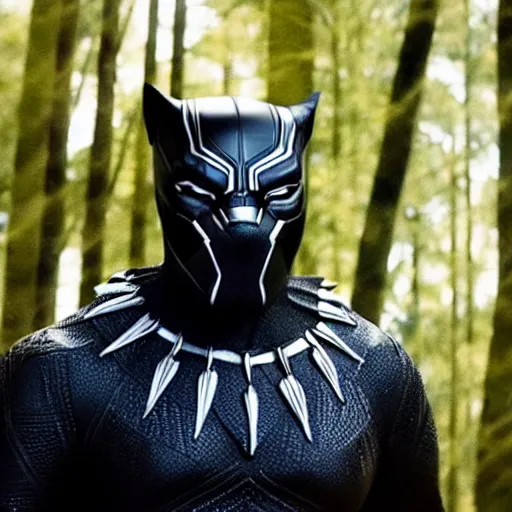 Image similar to Josh Gad as the Black Panther in Black Panther