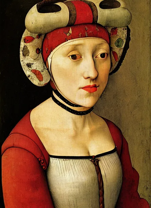 Prompt: portrait of young woman in renaissance dress and renaissance headdress, art by pieter bruegel the elder