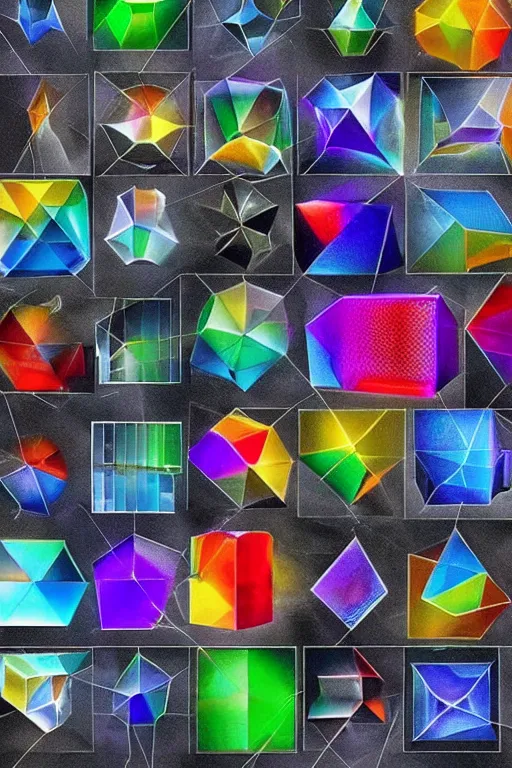 Image similar to a collection of prisms of all the chemical elements in the world