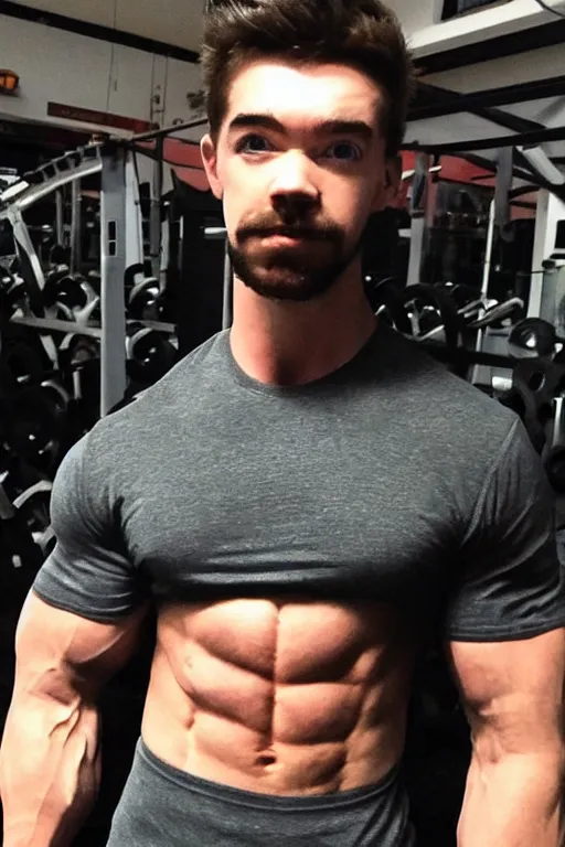 Image similar to 📷 Sean McLoughlan, Jacksepticeye is a jacked muscle builder gigachad