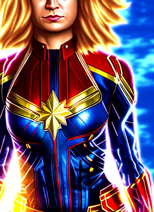 Image similar to Highly detailed portrait of Captain Marvel, unreal engine, fantasy art by Loish, global illumination, radiant light, detailed and intricate environment