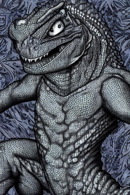 Image similar to lizardman, gray scales, anime, hd,